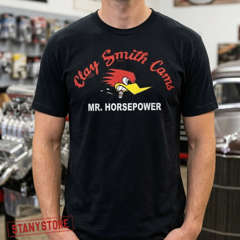 Vintage Clay Smith Cams Mr. Horsepower Cigar Woodpecker Shirt 1 Clay Smith Cams Mr. Horsepower Shirt