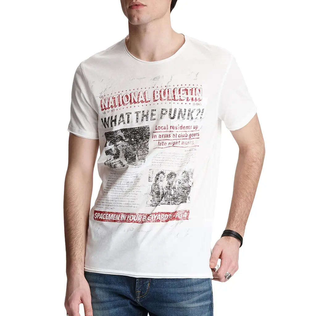 John Varvatos National Bulletin Punk Paper Graphic Shirt