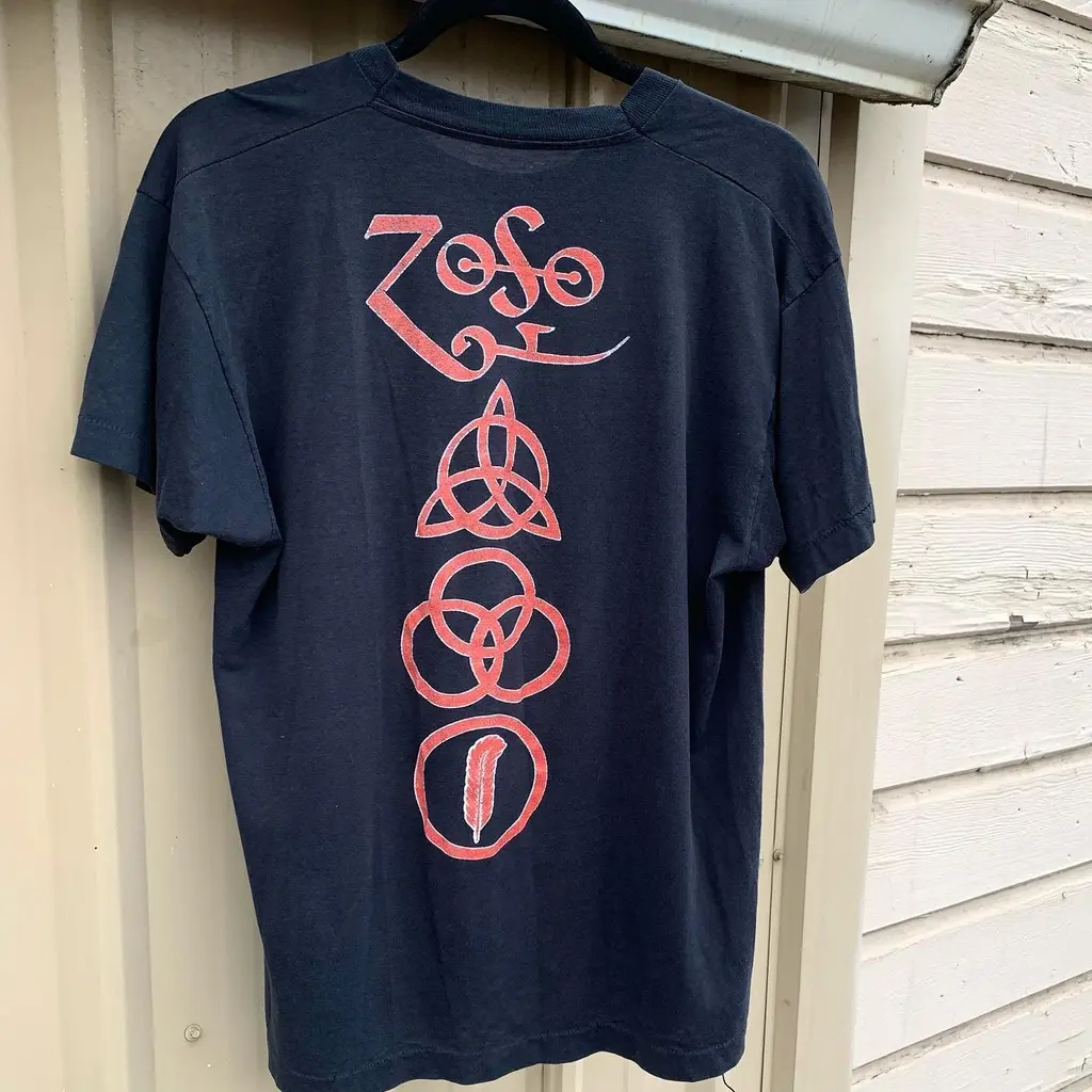 Vintage 80's Led Zeppelin Wizard Throwing Cards 2-SIDED Shirt 1 Led Zeppelin Wizard Throwing Cards Back