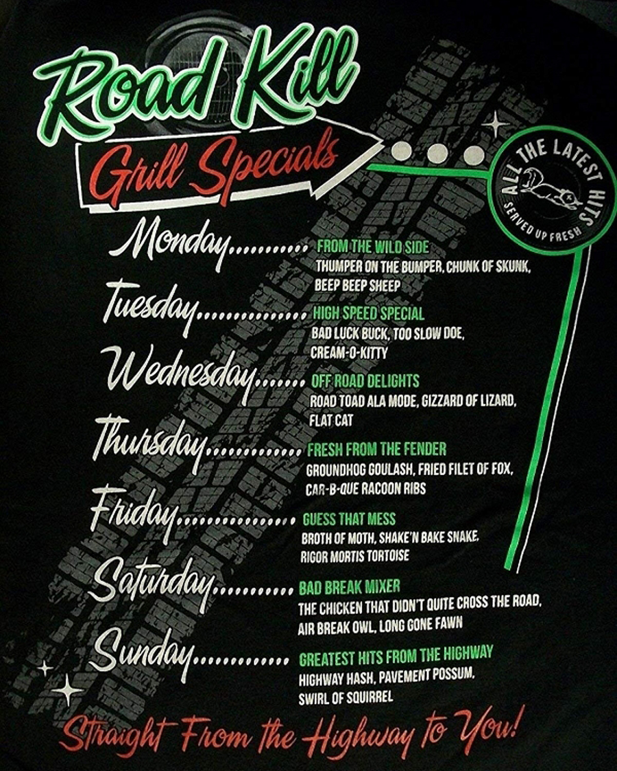 Road Kill Cafe West Virginia Shirt 2-sided 2 Road Kill Cafe West Virginia Back