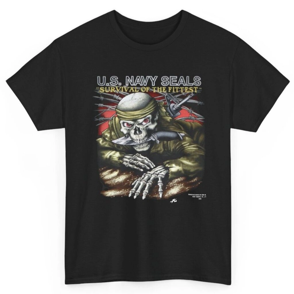 Vintage 1992 U.S. Navy Seals Survival Of The Fittest Shirt
