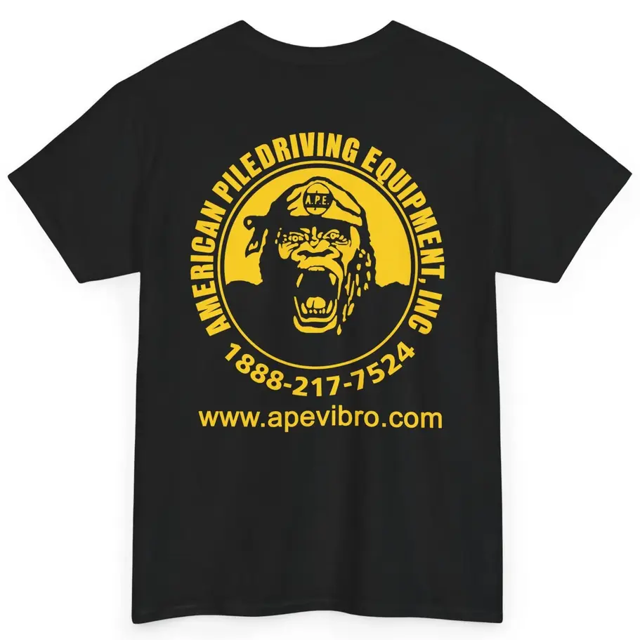 Vintage 90's American Piledriving Equipment Inc. Bape 2-SIDED Design Shirt 3 Vintage 90s American Piledriving Equipment Inc. Bape Design Back