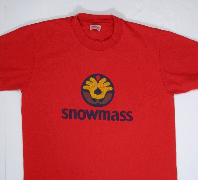 80S Snowmass T Shirt Small Red Tee Ski Aspen Graphic Print Stedman Brand Design Skate Sea Punk 90S Vacation Colorado Resort