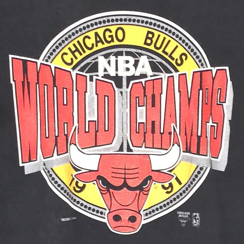 90S Chicago Bulls Nba World Champs Shirt Vintage Single Stitch 1991 Trench Brand Chicago Bulls Nba World Champs Basketball Promo Tee