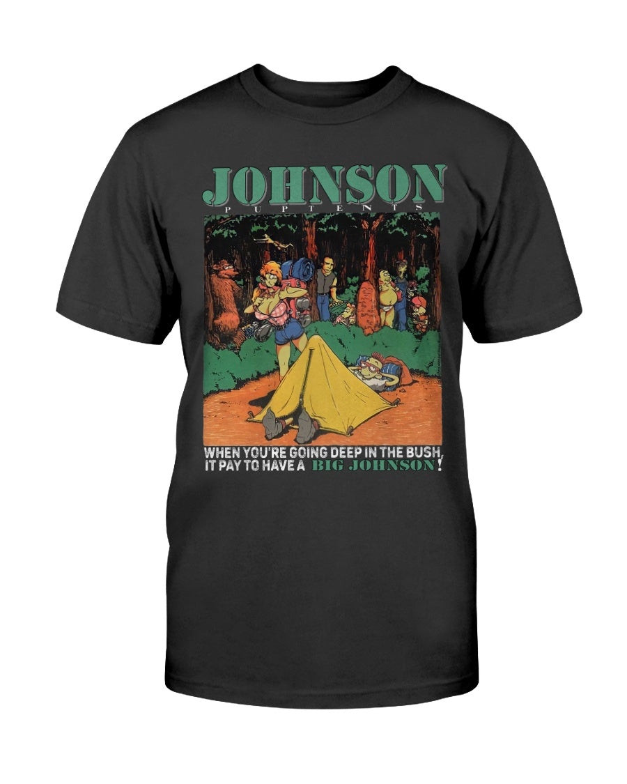 90S Johnson Pup Tents Shirt Vintage Big Johnson Brand Novelty T Shirt 073121