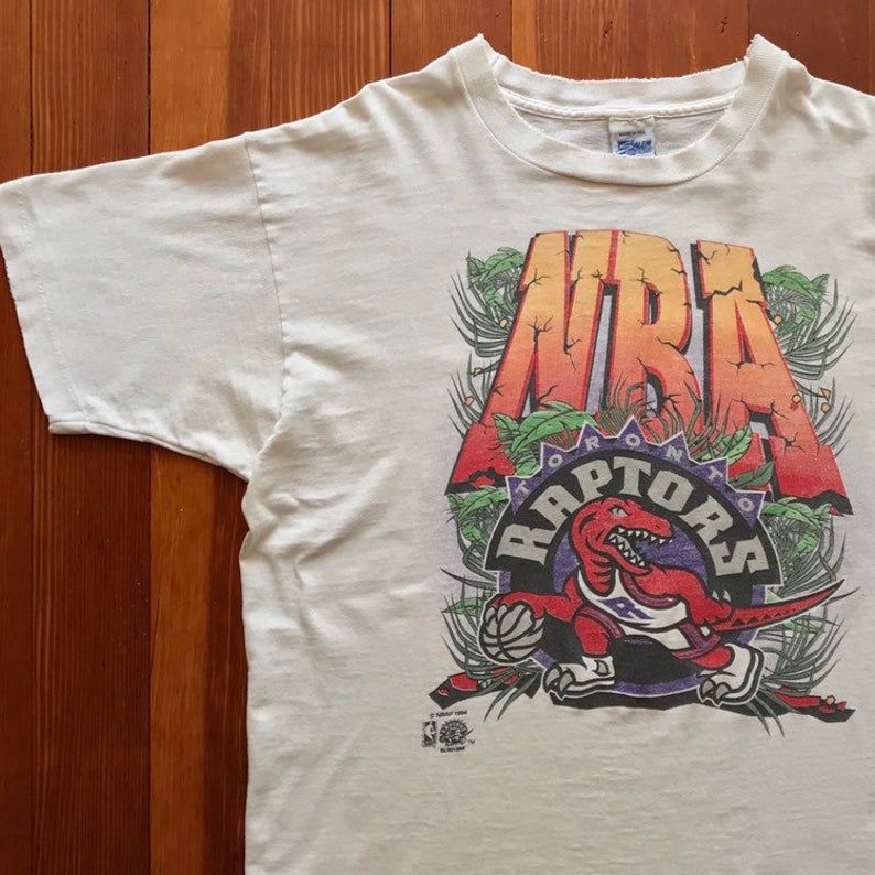 90S Toronto Raptors Nba Basketball Shirt Nicely Worn Vintage 1994 Toronto Raptors Nba Jurassic Park Style Salem Sportswear Basketball Tee