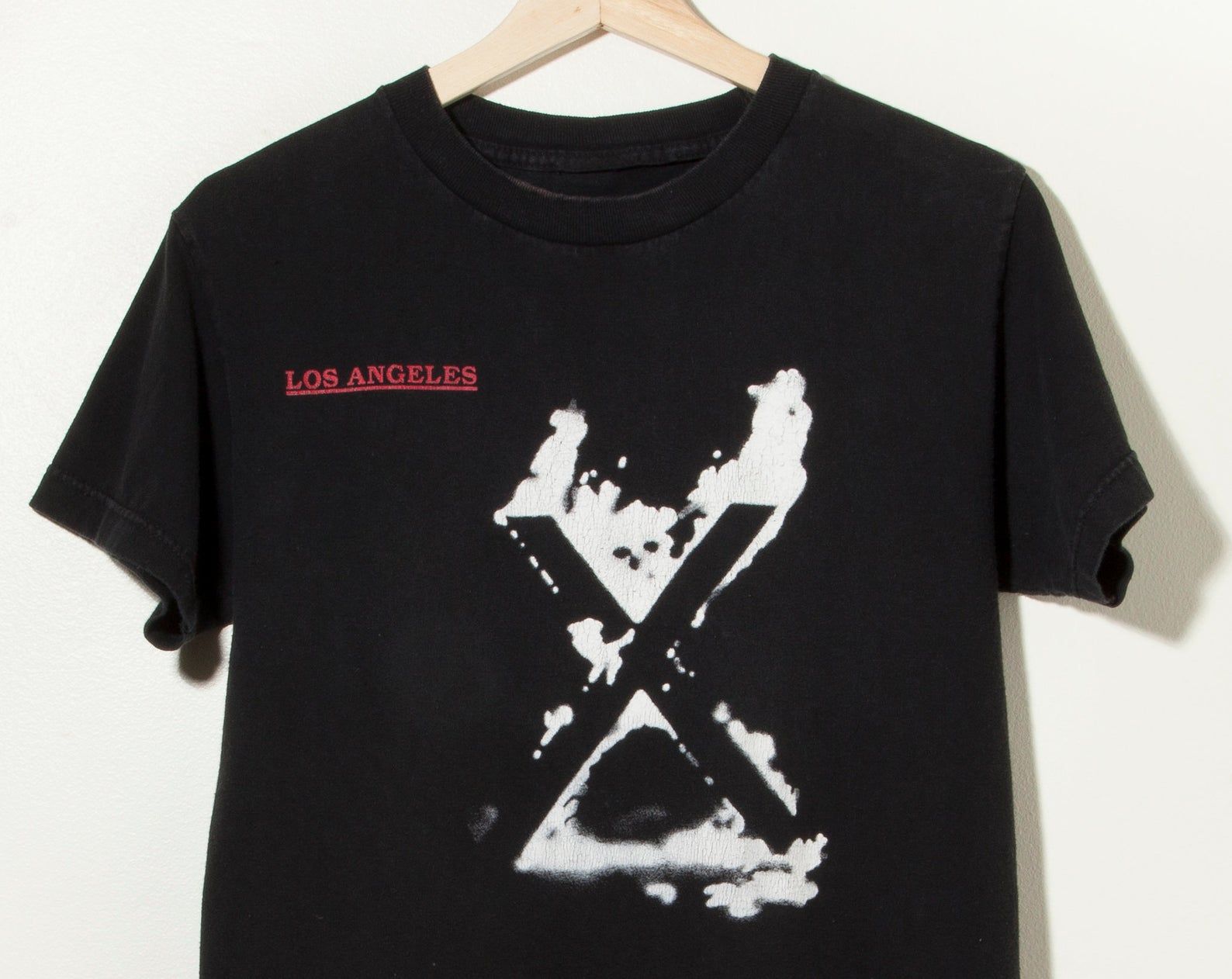 90S Vintage X Band Los Angeles T-Shirt Distressed Punk Heavy Metal Gothic Hardcore Black Faded Worn To Perfection 1980S Music Concert Tour