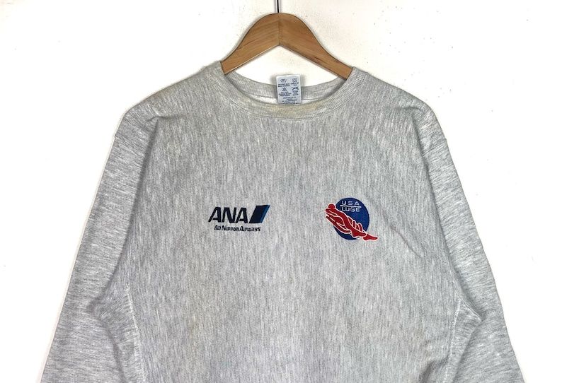 Champion Reverse Wave Embroidery Small Logo All Nippon Airways Vintage 90S Champion Reverse Wave Sweatshirt