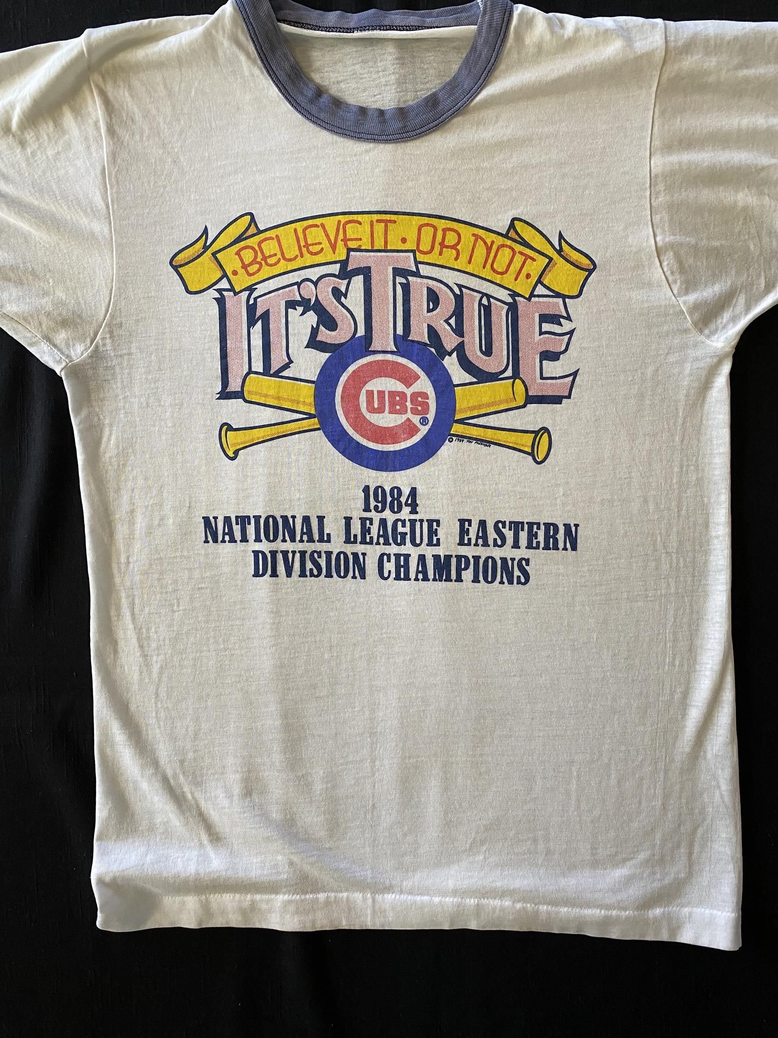 Chicago Cubs 80'S Believe It Or Not It'S True 1984 National League East Division Champions Very Faded Paper Thin Ringer