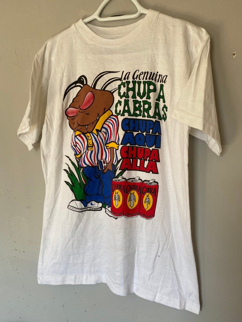 Chupa Cabras Beer Cartoon Graphic Print Promo 80s 90s  Horror Monster Wise Tale Shirt