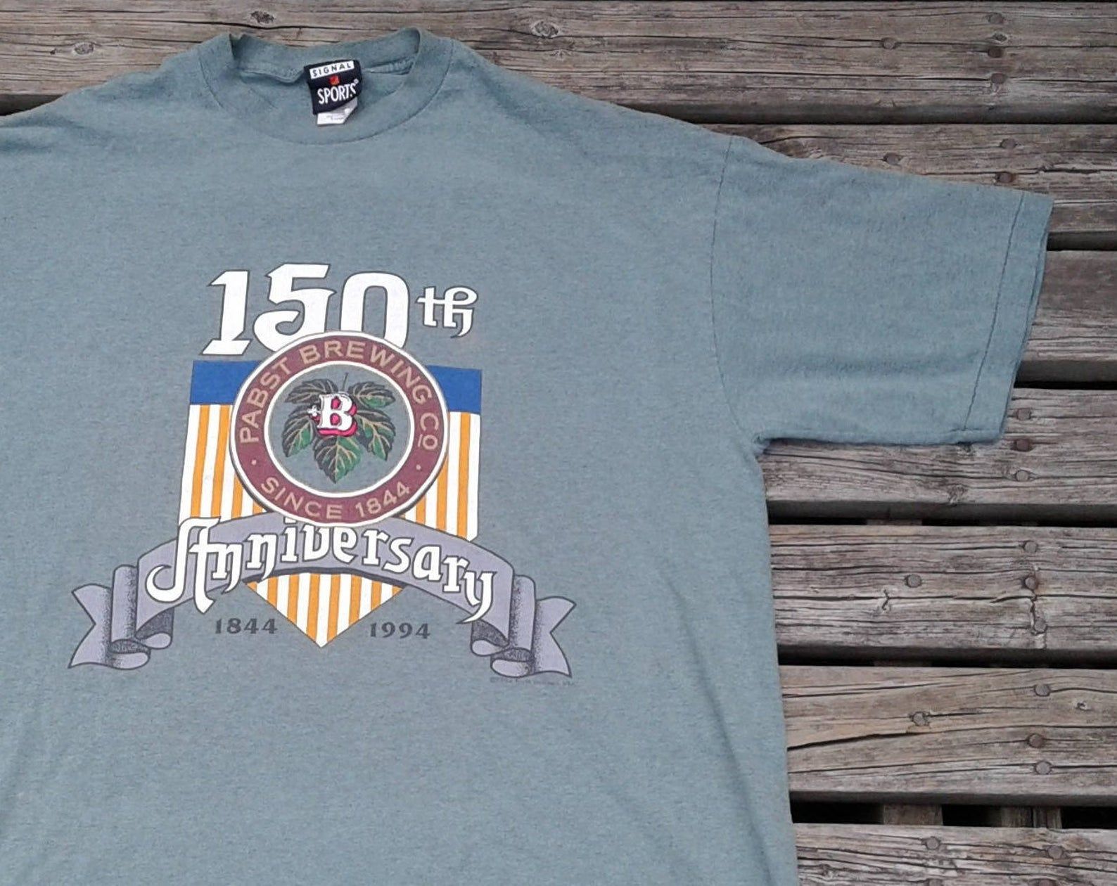 Classy Vintage 1994 Pabst Blue Ribbon 150Th Anniversary 90'S T-Shirt Made In Usa