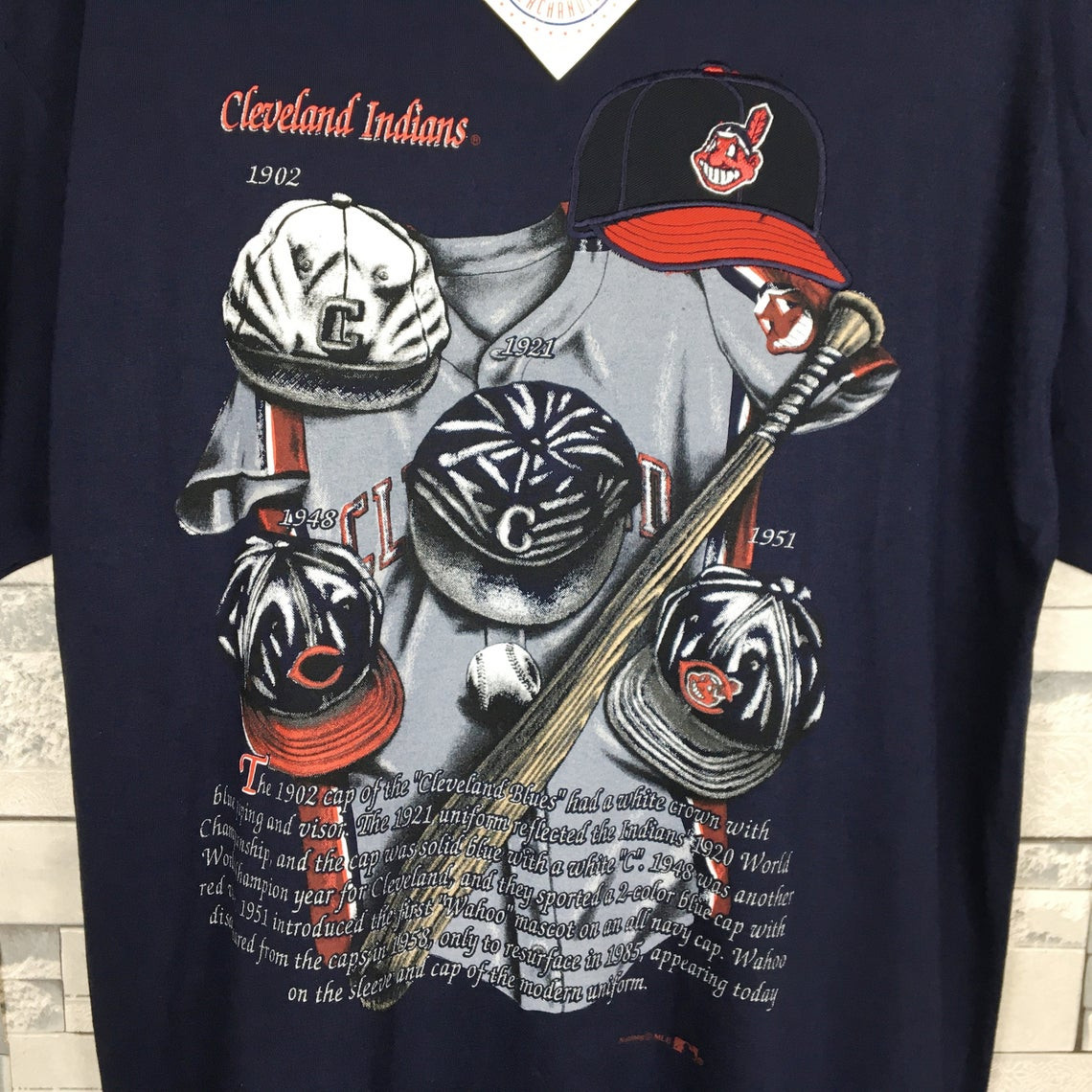 Cleveland Indians Baseball Vintage 90s Nutmeg Cleveland Indians Baseball Blue Baseball MLB Shirt