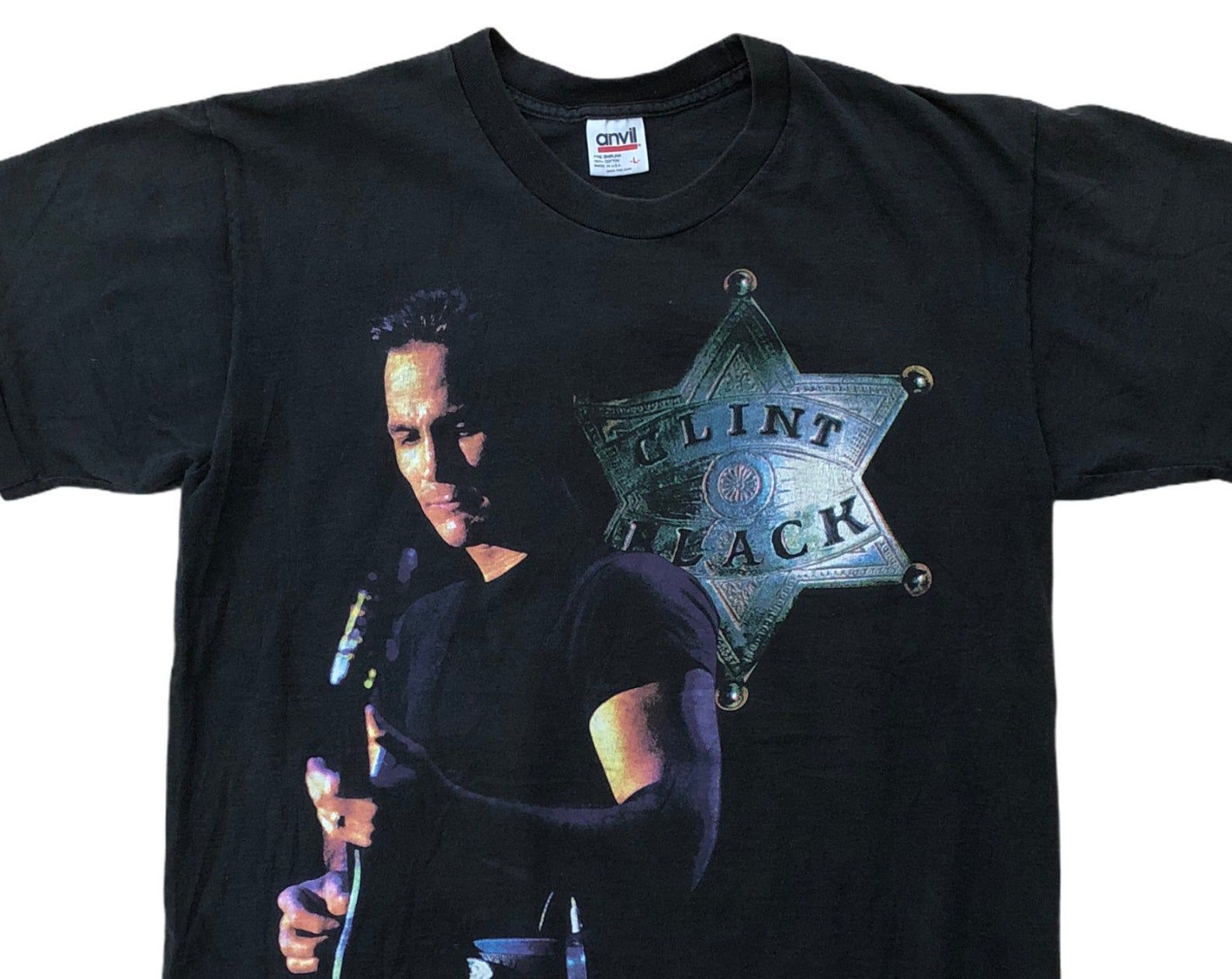 Clint Black Vintage 1993 North American Tour Country Music Concert Rap Tee Anvil Single Stitch Made In Usa Band Black T-Shirt