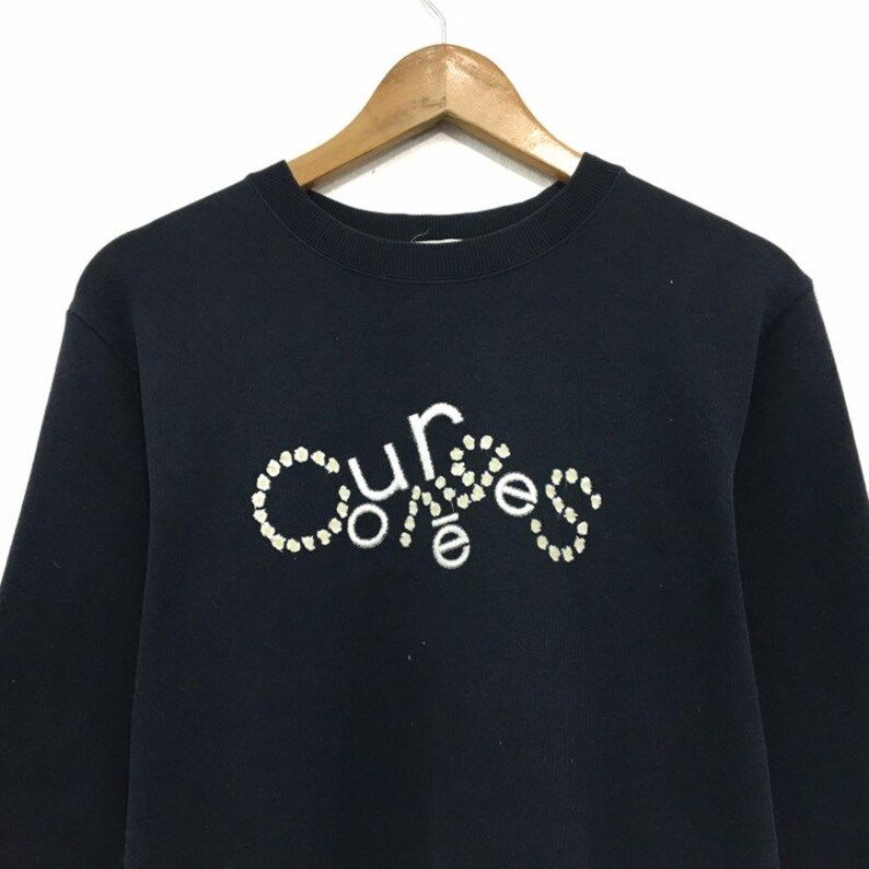 Courreges Paris Crewneck Sweatshirt Embroidery Big Logo Spell Out On Bottom Pullover