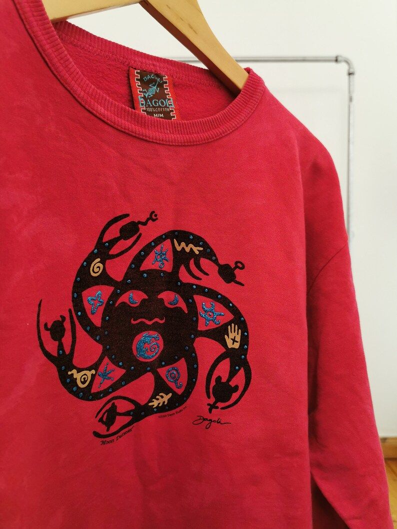 Dagoli Moon Dancer 2000 Eclipse Vintage Festival Sweatshirt Pink With Details Vintage Sweater Moon Dancer