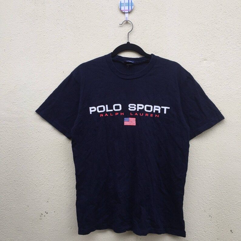 Darkblue Crew Neck Tees Polo Sport By Ralph Lauren Big Spell Out Polo Sport Unisex Clothing