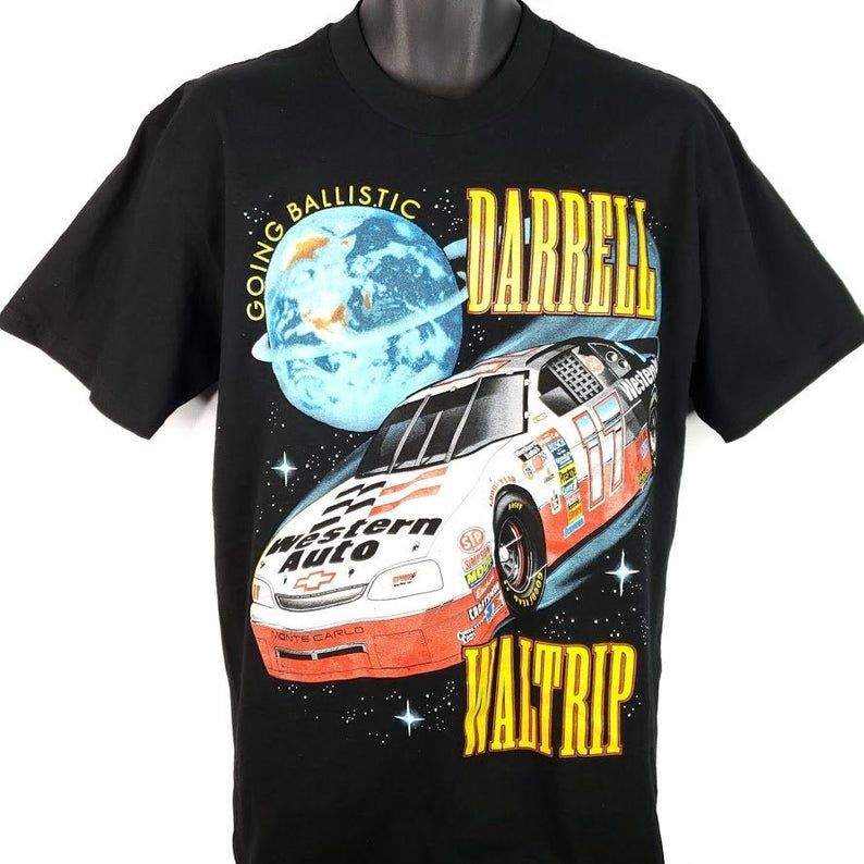 Darrell Waltrip Racing T Shirt Vintage 90s NASCAR Planet Outer Space Travel Shirt