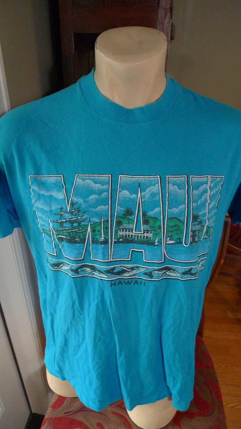 Dated 1987 Maui Hawaii Shirt Single Sided Single Stitch