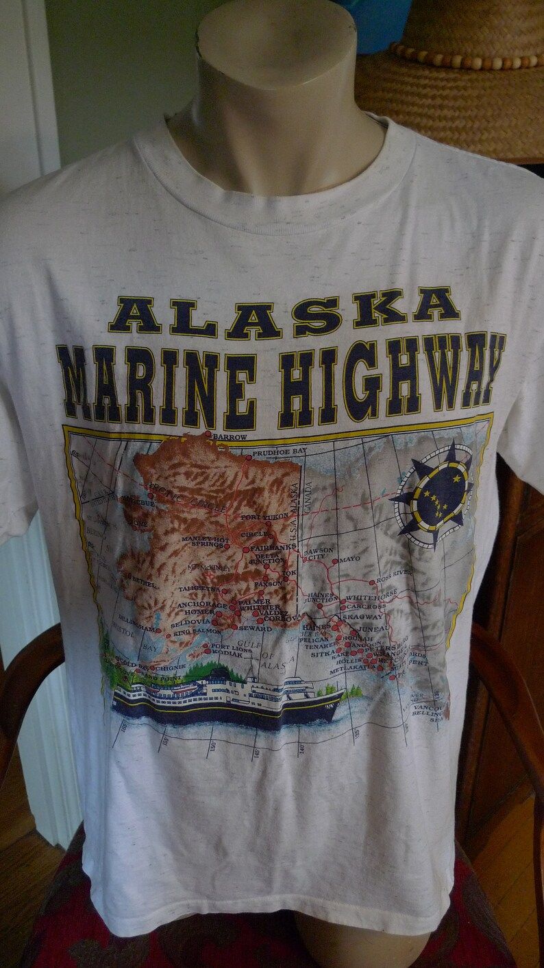 Dated 1994 Alaska Marine Highway Shirt Single Sided Single Stitched