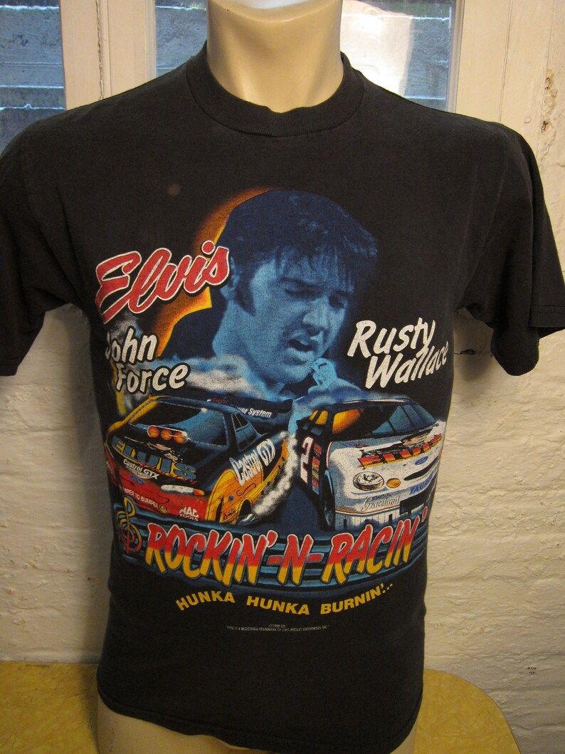 Dated 1998 Rusty Wallaceelvis Presley Race Shirt Single Sided