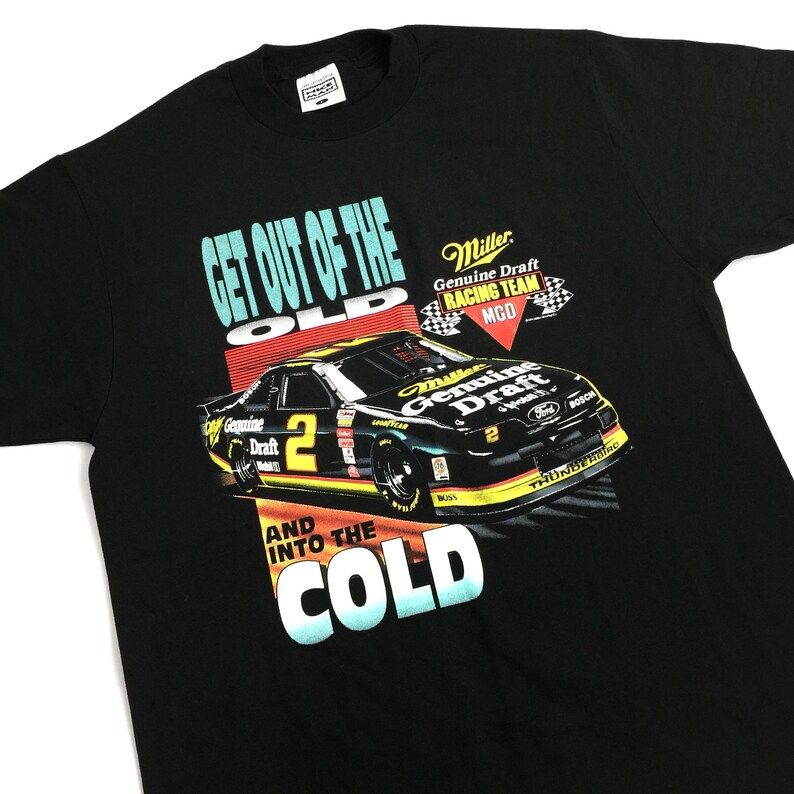 Deadstock Vintage 90S 1994 94 Nascar Rusty Wallace Miller Racing Team Race Racing Graphic Tee T Shirt