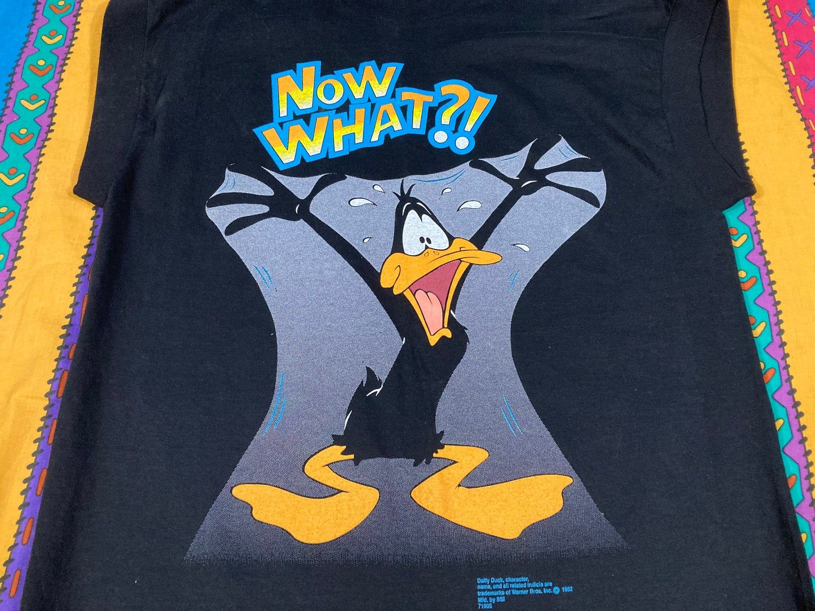 Deadstock Vintage 90S Daffy Duck Now What Tank Top Shirt - Sz M - Single Stitch Soft Thin Looney Tunes Space Jam