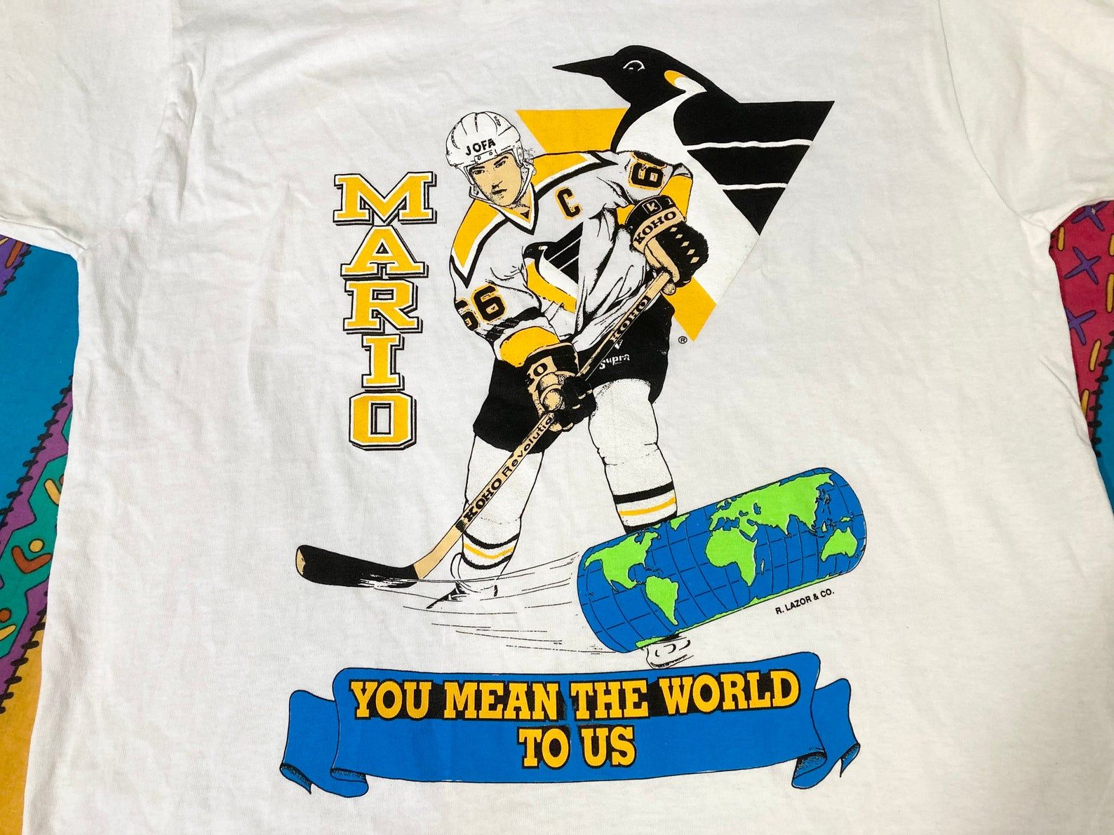 Deadstock Vintage 90S Mario Lemieux Pittsburgh Penguins Shirt - Sz L And - New W Tags Nhl Tee