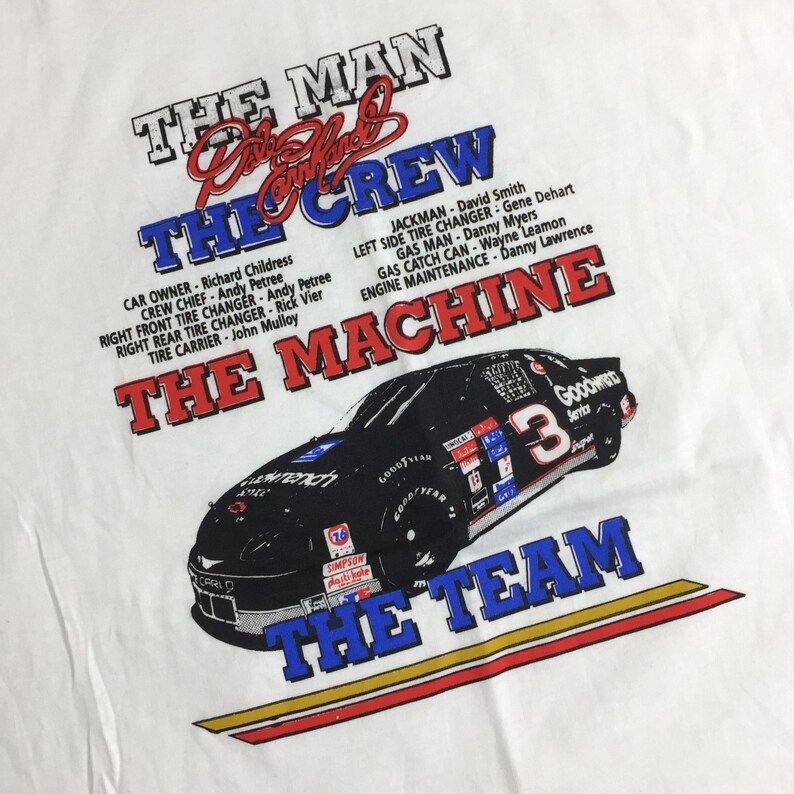 Deadstock Vintage 90S Nascar Dale Earnhardt Sr The Team Single Stitch Race Racing Graphic Tee T Shirt