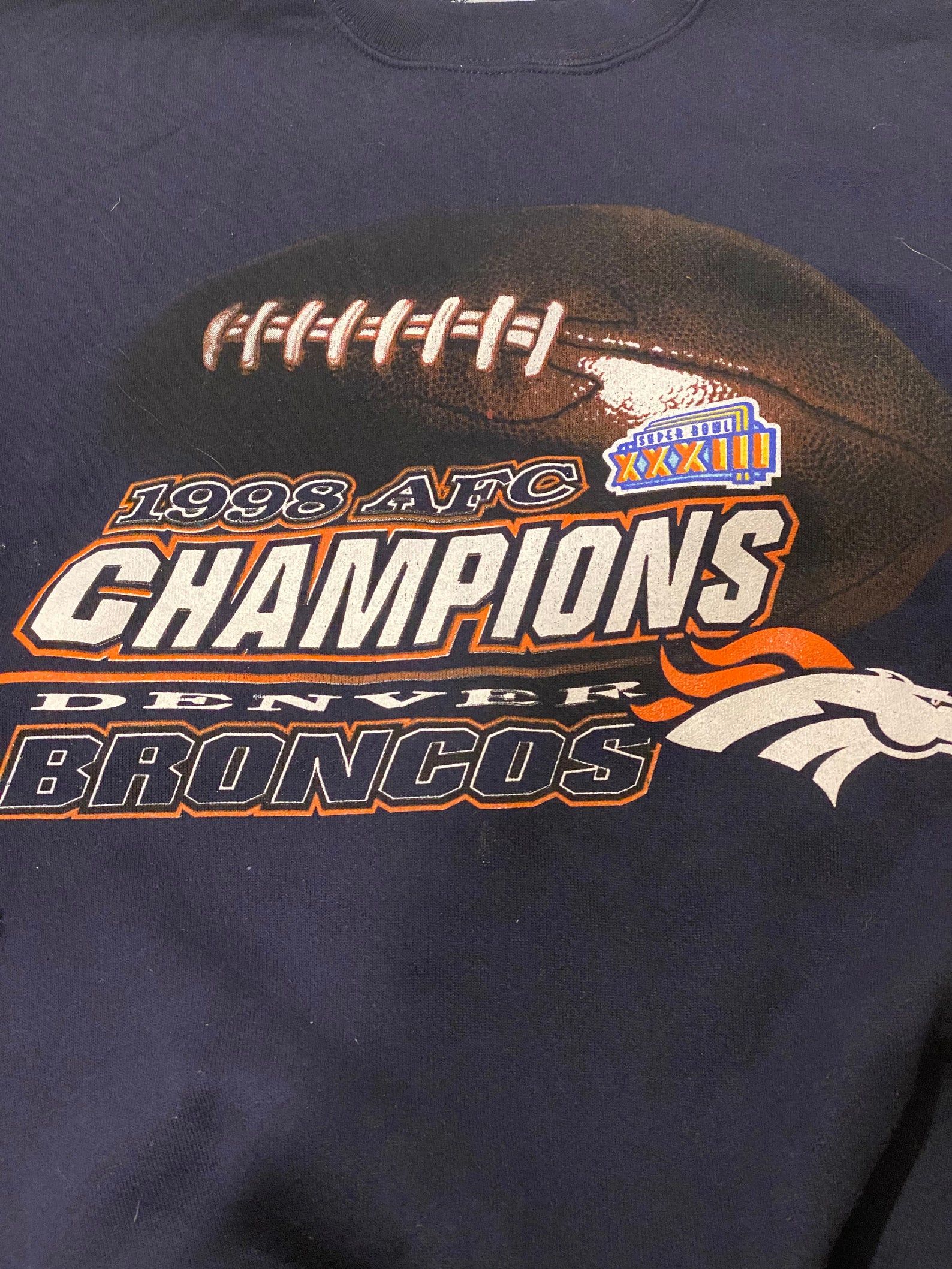 Denver Broncos Sweater / Vintage / Nfl Football / John Elway / Super Bowl / Logo 7 / 1998 /