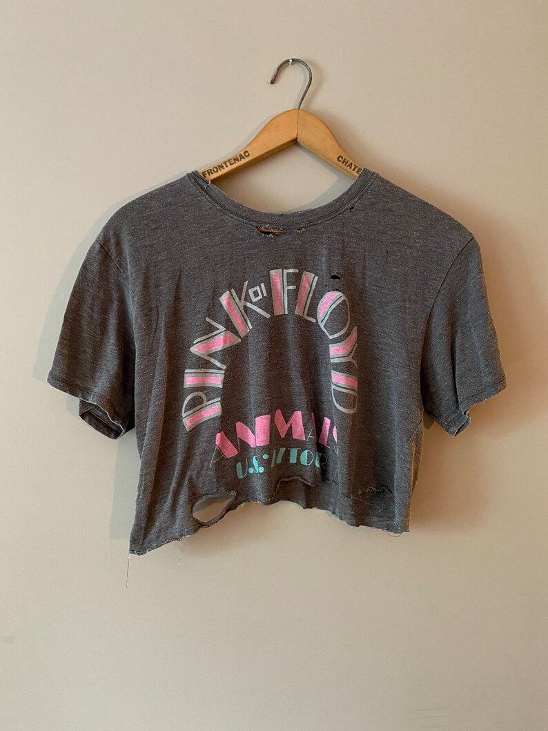 Distressed Pink Floyd Torn Cropped T Shirt Arge