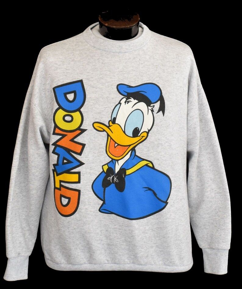 Donald Duck Sweatshirt Vintage 90S Walt Disney Crewneck 1990S Spell Out Jumper