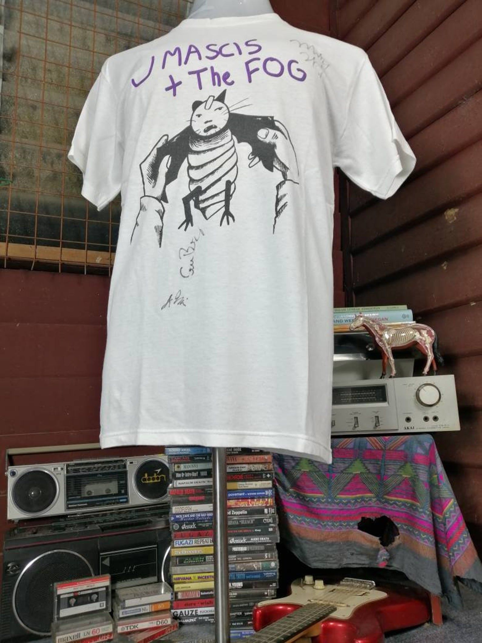 Early 00S J Mascis + The Fog Band Tshirt Signed By Band Members Dinosaur Jr Sonic