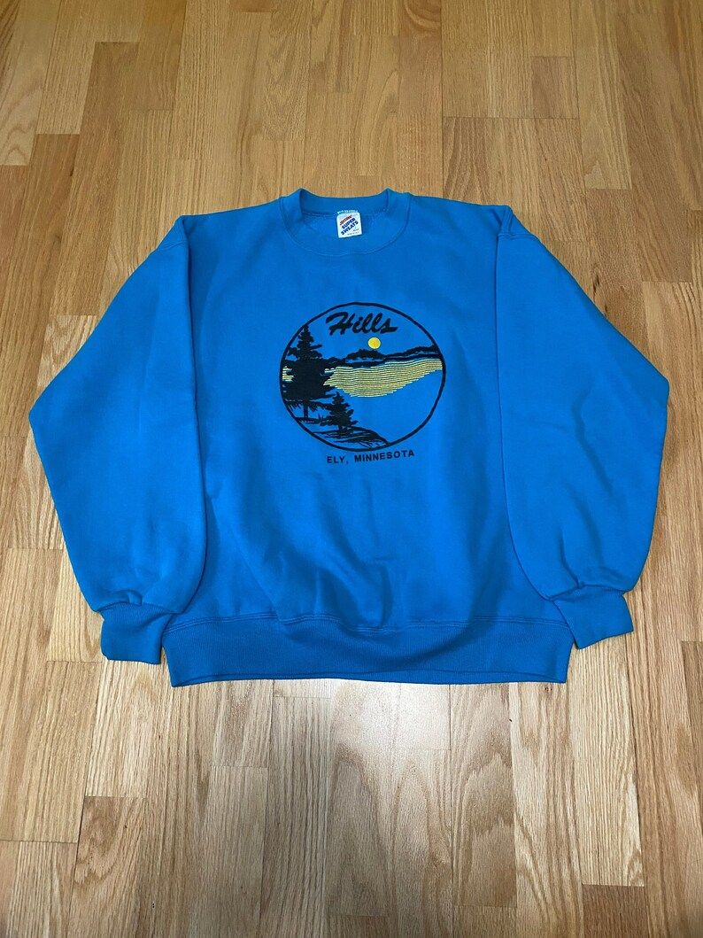 Ely Minnesota Hills Blue Crew Neck Sweatshirt