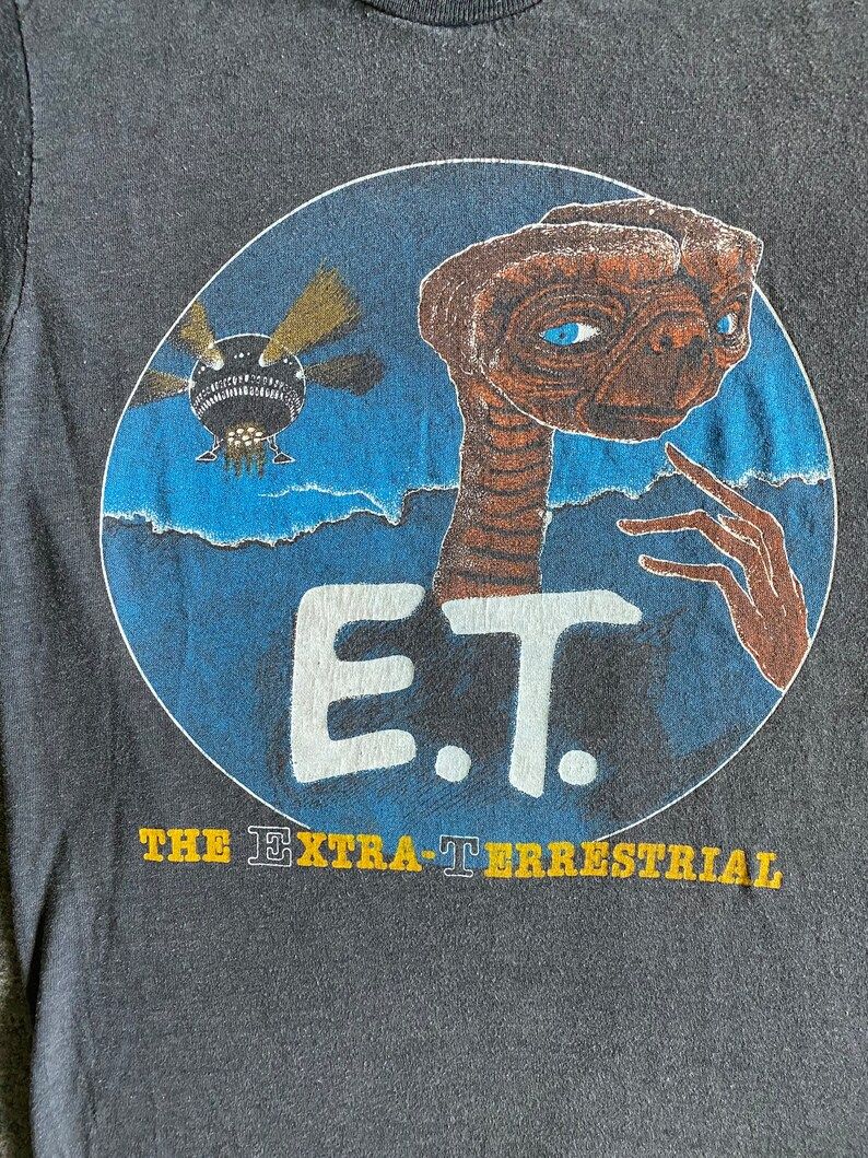 Et The Extra Terrestrial 1982 Rare Faded Black Paper Thin Well Worn T Shirt Iconic Epic Image Movie Tee
