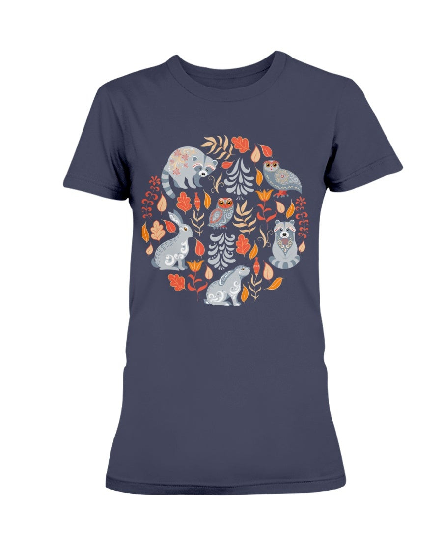 Fairy Forest With Animals And Birds Raccoons Owls Bunnies And Little Chick Ladies T Shirt 090721 fairy forest with animals and birds raccoons owls bunnies and little chick ladies t shirt 090721 nzfly