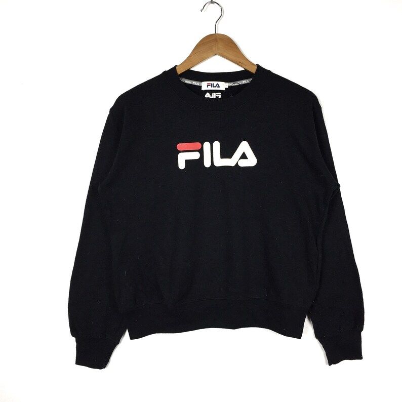 Fila Sport Printed Big Logo Black Crew Neck Sweatshirt