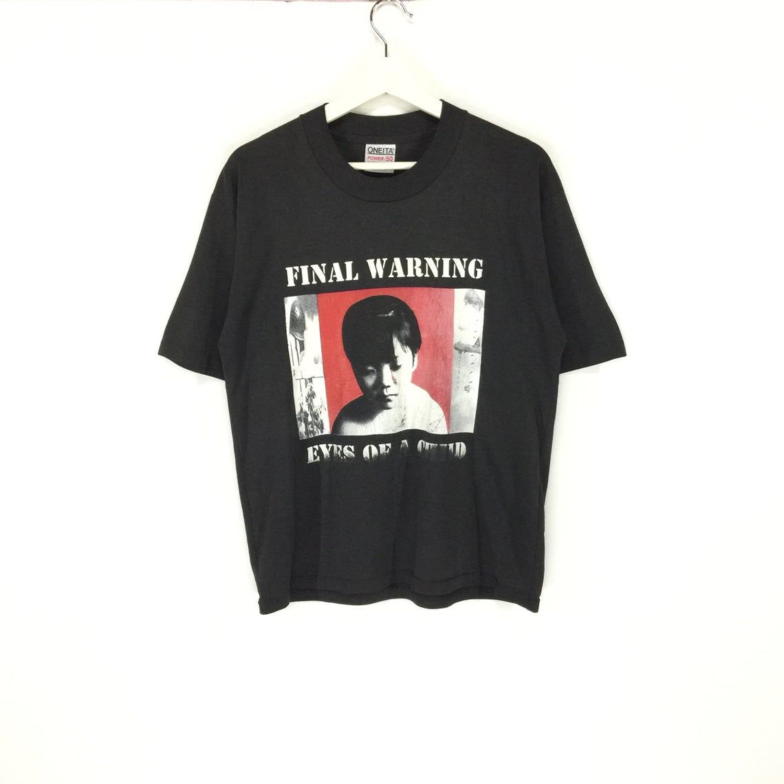 Final warning eyes of a child vintage 90s promo shirt