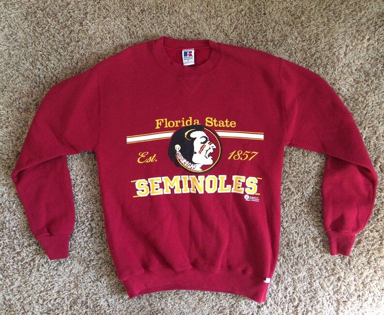 Florida State Seminoles Medium Athletic Sweatshirt 80S College Football Jersey Red Yellow White
