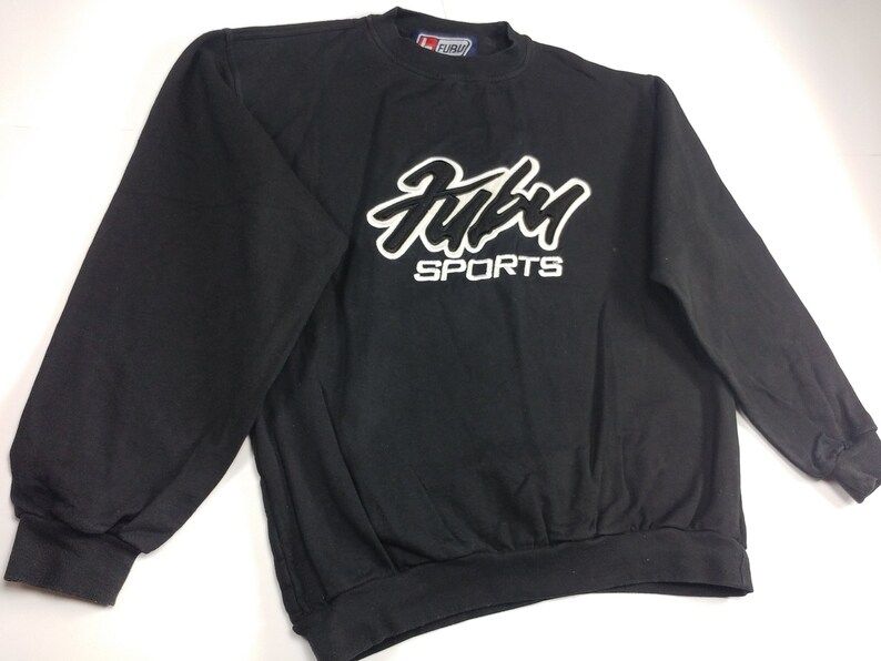 Fubu Sweatshirt Black Vintage Sweat Shirt 90S Hip Hop Clothing 1990S Hip Hop Shirt Og Rap Basketball Old School Streetwear