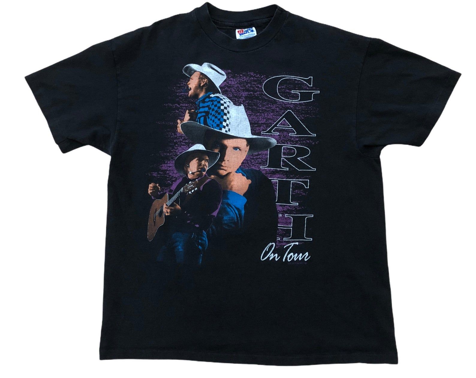 Garth Brooks On Tour Vintage 1992 Country Music 90S Rap Tee Concert Band Beefy-T Single Stitched Made In Usa Black T-Shirt