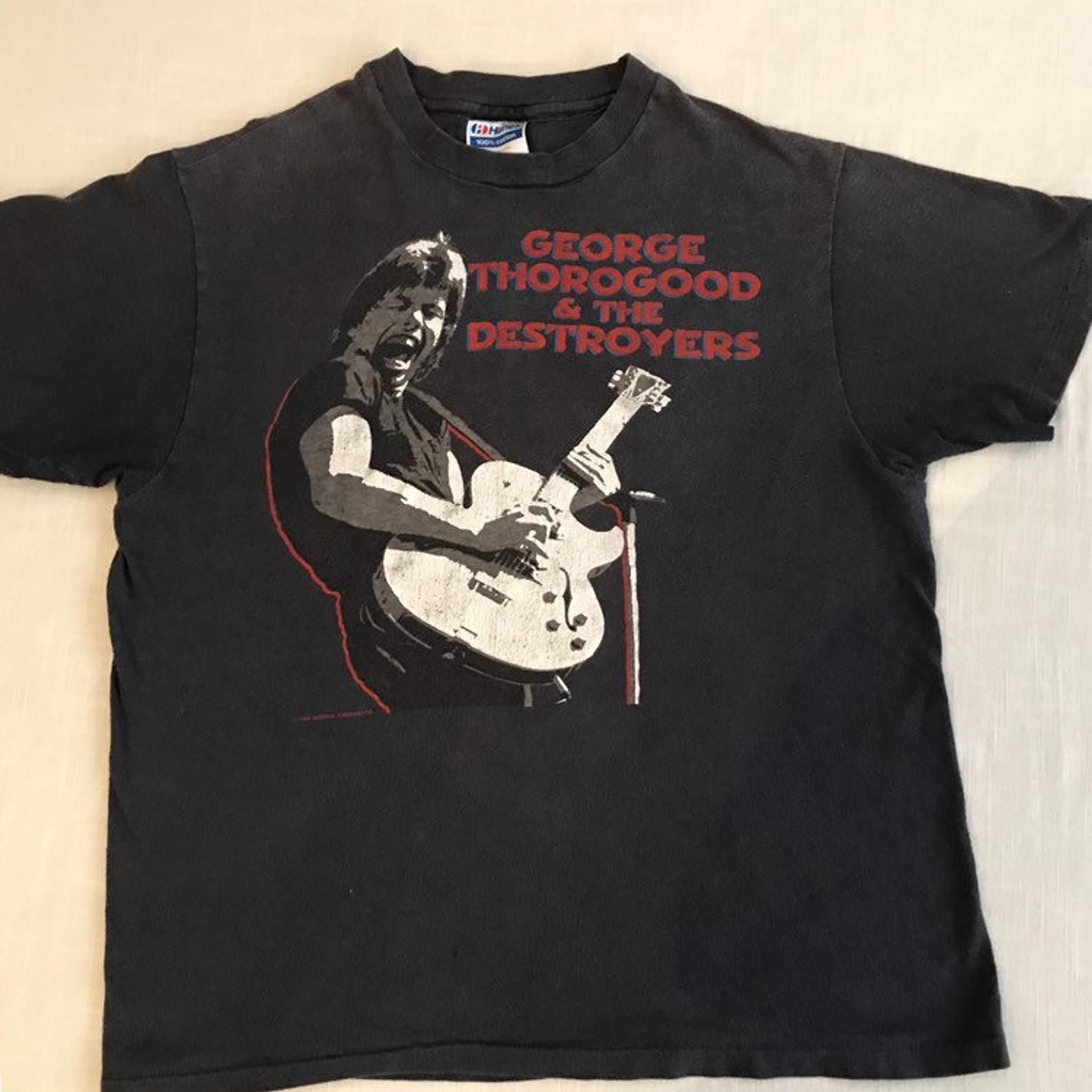 George Thorogood The Destroyers 1985 Maverick Tour Faded Well Worn Double Sided Black T Shirt