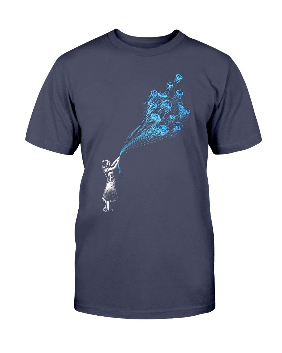 Girl Love Jelly Fish Balloon Street Art T Shirt 211201
