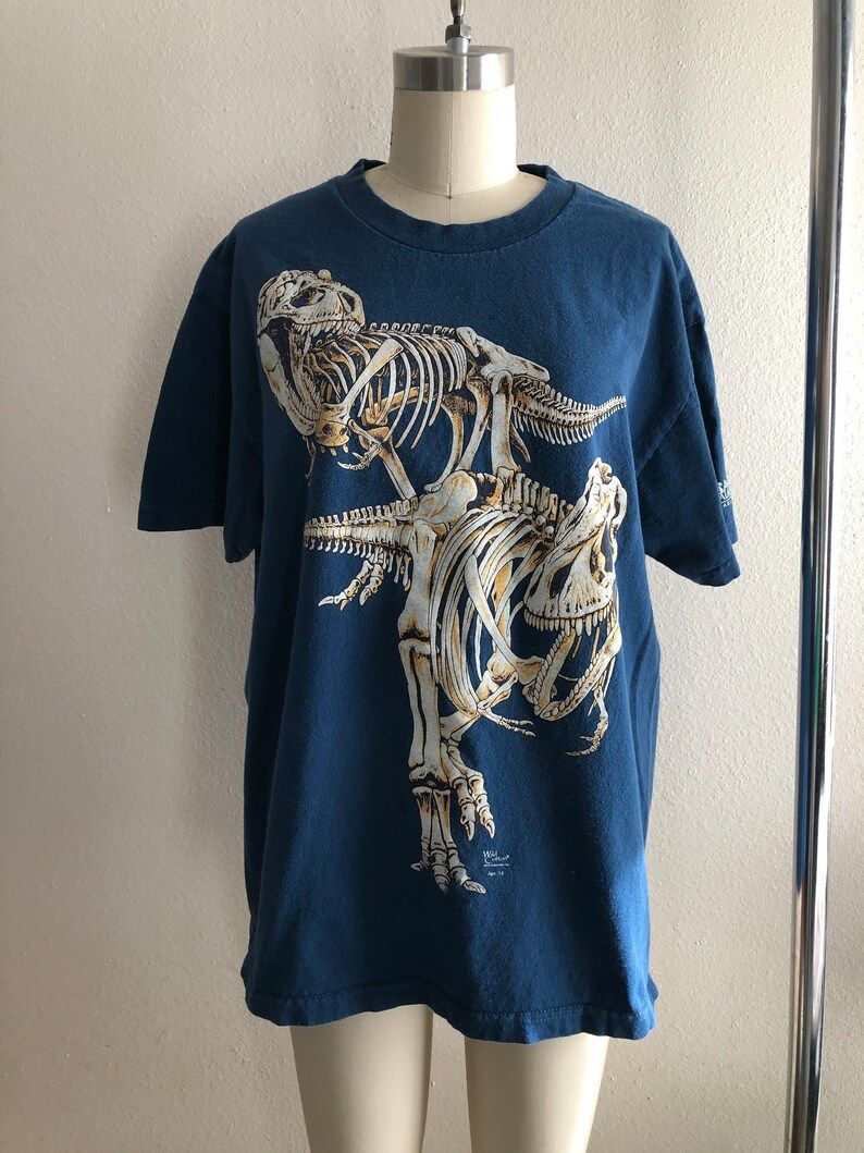 Glows In The Dark Awesome Vintage Dinosaur Skeleton Tyrannosaurus T Shirt Wild Cotton Mesa Lands Dinosaur Museum Tucumcari New Mexico