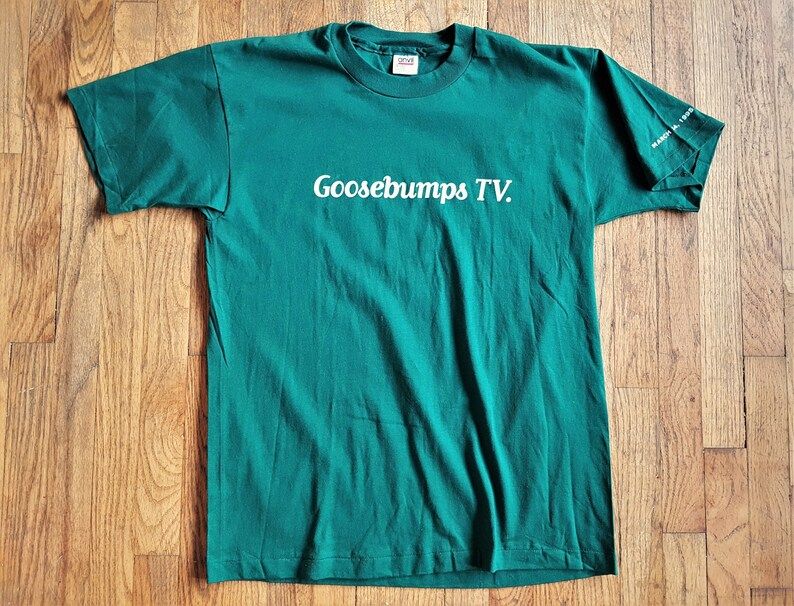Goosebumps Tv Classic Sports Network Vintage 1995 Green T Shirt Anvil Large Television Program Series Promo Release Tee Dual Sided