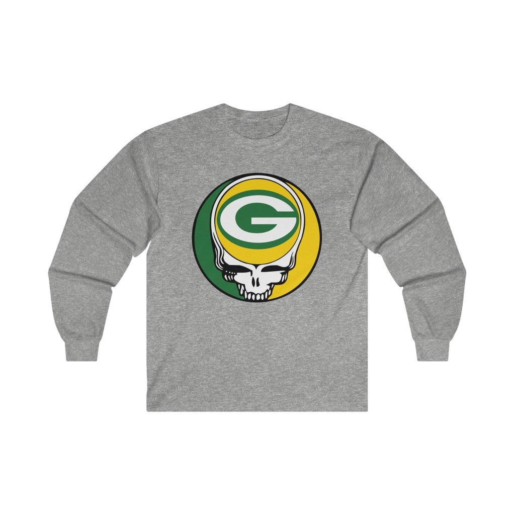 Green Bay Packers T Shirt Vintage 90S Grateful Dead Skull Nfl Football Long Sleeve Tee 211216
