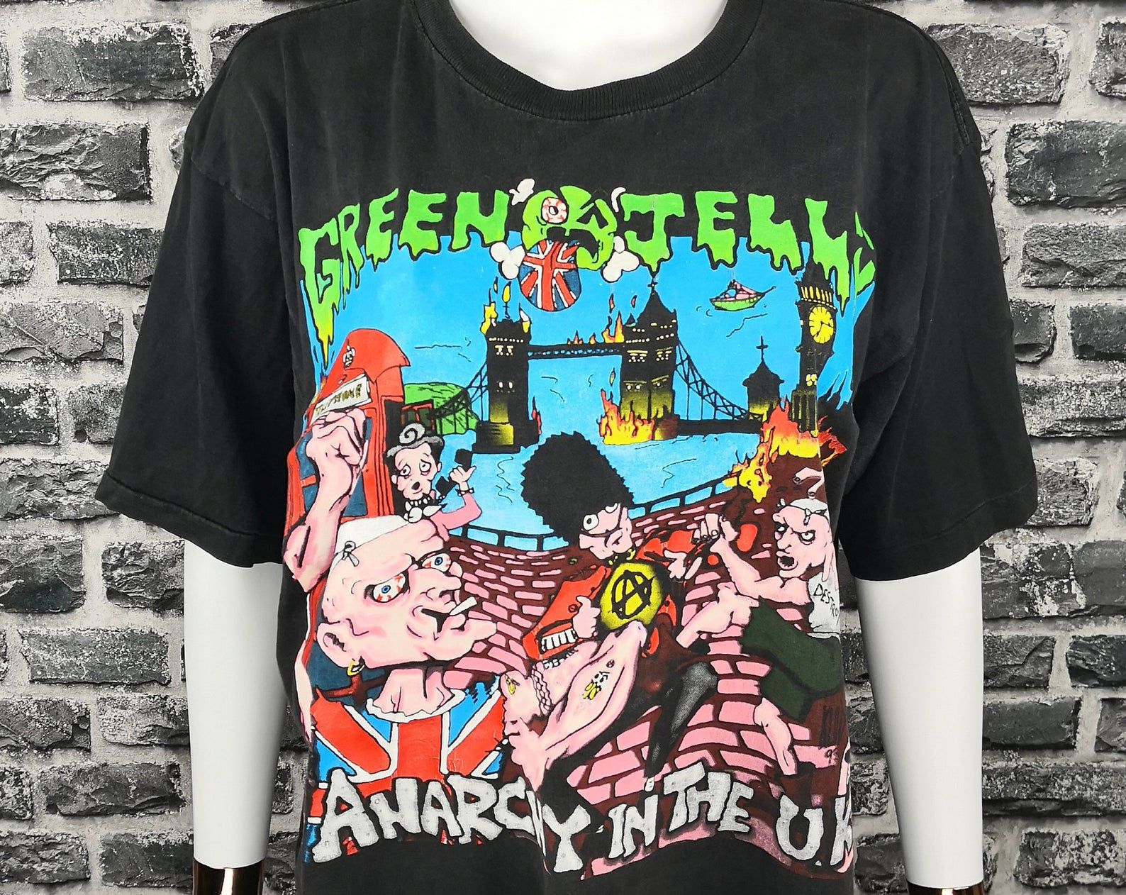 Green Jelly Vintage 90S Anarchy In The Uk Tour T-Shirt + Concert Card 1993