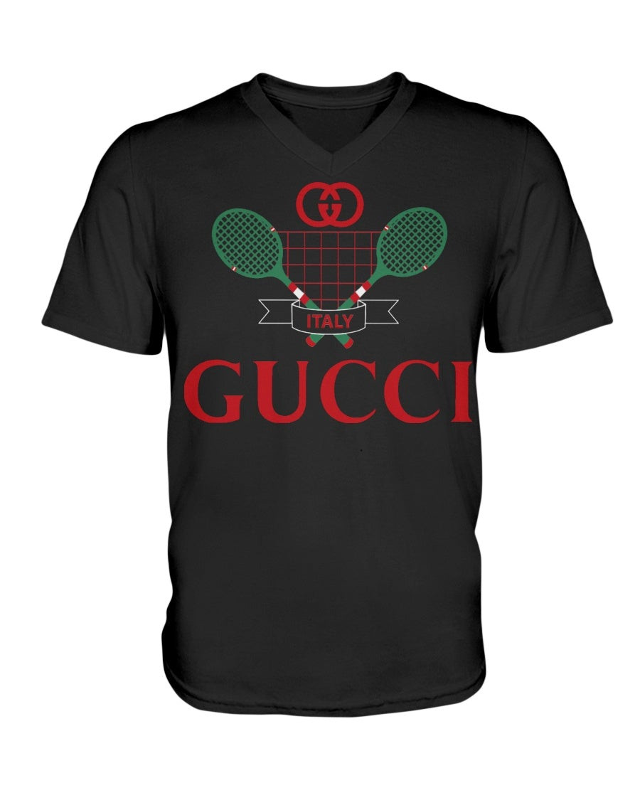 Gucci Logo Tennis V Neck T Shirt 211106