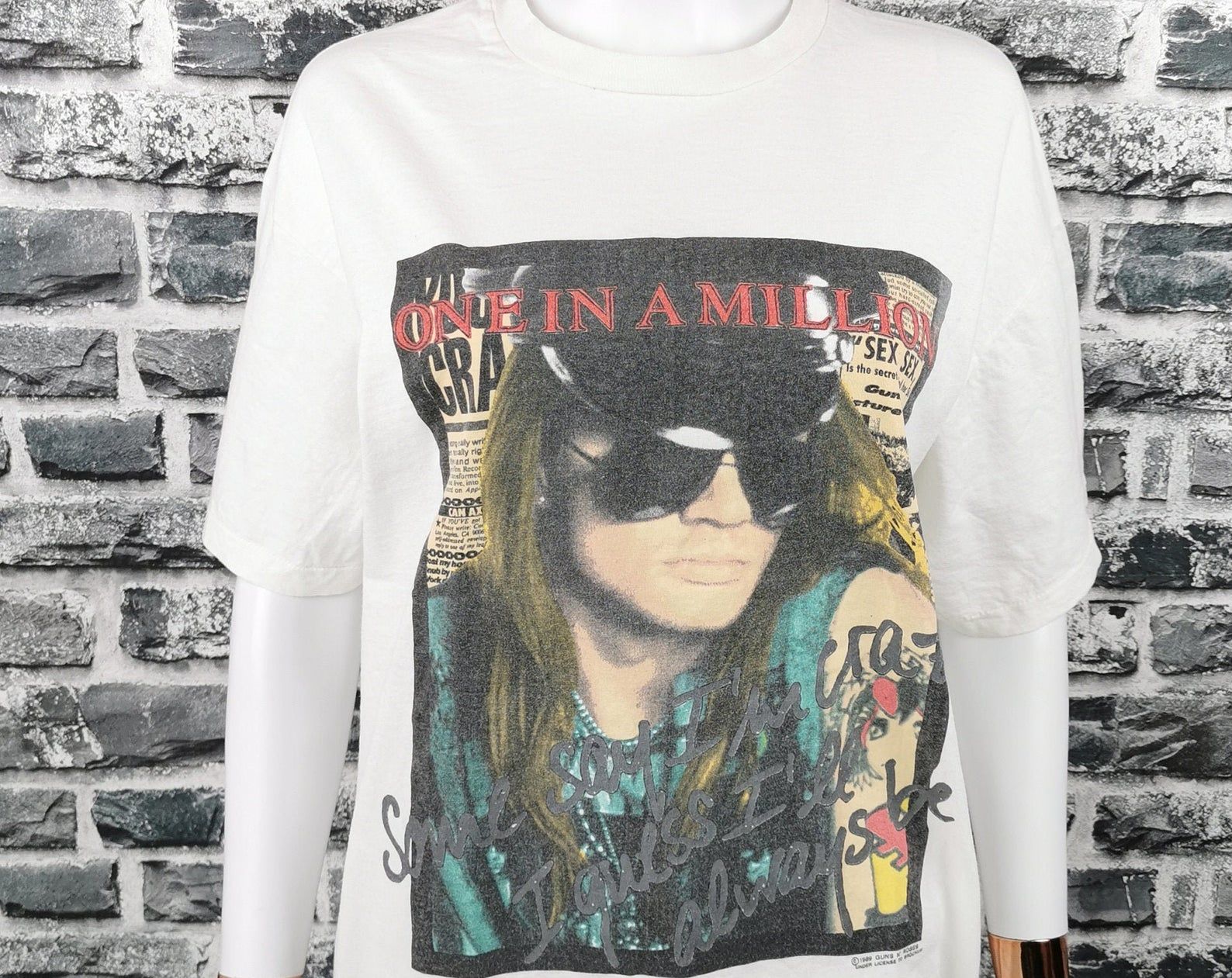 Guns N Roses 1989 Vintage T-Shirt One In A Million Tee A Rose Slash Reed Matt Sorum Metal Band Gnr Shirt