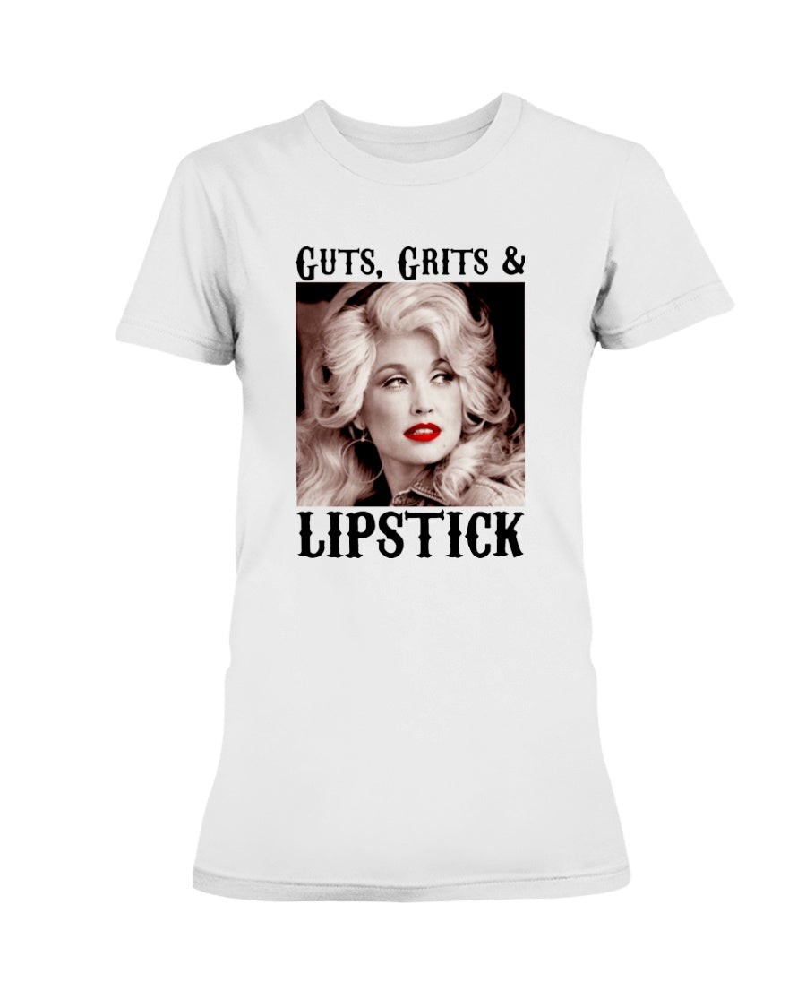 Guts Grits Lipstick Graphic Ladies T Shirt 211025