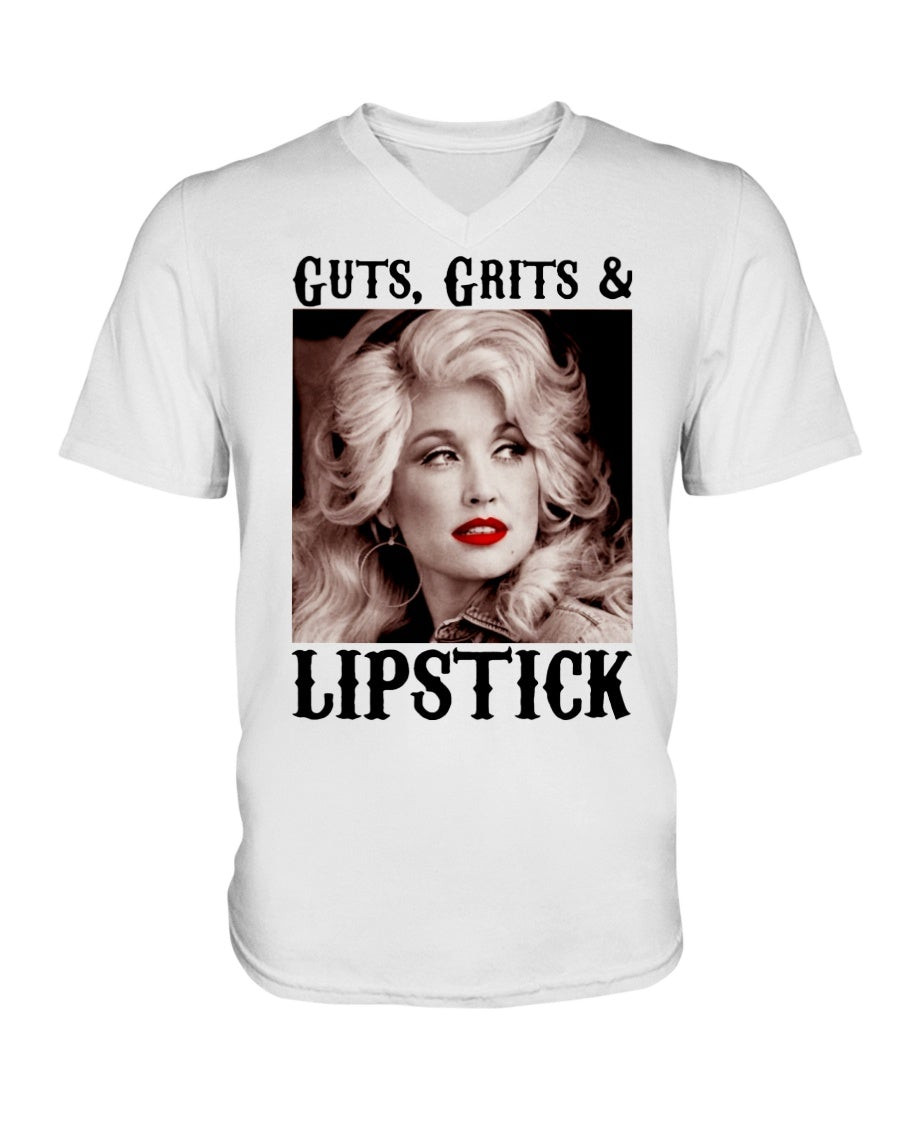 Guts Grits Lipstick Graphic V Neck T Shirt 211207